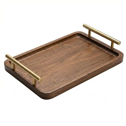 Bandeja de madera con asas, 40 x 30 cm, asas, bandeja de comida, bandeja de presentación, bandeja de mesa de café, bandeja para desayuno, mesa de café, cena y bar