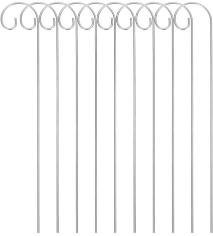Uonlytech 10 Crochets de Jardin en Fer Argenté pour Porte-nom de Plante, Installation Facile, Design Polyvalent, pour Patios et Espaces Extérieurs
