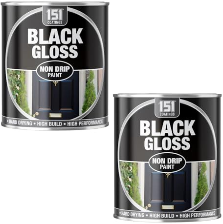 151 Black Gloss Non-Drip Paint, Smooth Finish, Durable, Long-Lasting, Easy Application, Quick Drying, Ideal for Furniture, Doors, Railings & Decorative Projects, 300ml (Pack of 2)