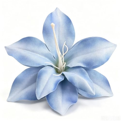 Large Light Blue Lily Flower Hair Clips Fabric Floral Hairpins for Women Non-Slip Duckbill Barrette Boho Beach Wedding Vacation Party Photography Accessories