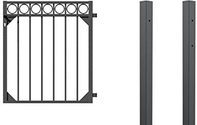 Alberts Einzeltor Circle 510176, Aluminium anthrazit RAL 7016, wetterfest & rostfrei. Mit Schloss, Profilzylinder & Kloben verstellbar. H120×B100 cm. 1 Torflügel, 2 Pfosten & Zubehör