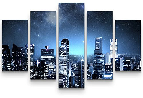 Eau Zone Wandbild auf Leinwand 160x100cm Skyline bei Nacht
