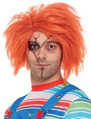 Smiffys Chucky Wig in Ginger for Adults, Pre-Styled Wig, Officially Licensed, Iconic Chucky Hairstyle, Perfect for Halloween and Matching Pet or Family Costumes
