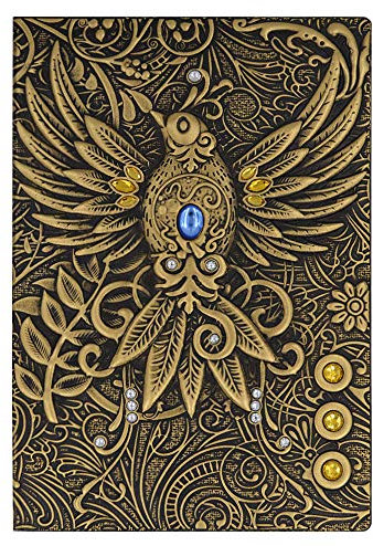 MEGAUK Retro A5 Liniert Notizbuch Leder Tagebuch Journalbuch Notebooks Reisetagebuch Buch (Phönix Bronze)