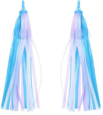 Deolven Kinder Fahrrad Quaste Ribbon,2er Pack Fahrradlenker Streamer Farbige Fahrrad Lenker Banner Kinderfahrrad Bändchen für Mädchen Jungen Fahrrad Zubehör 27CM Blau Lila Weiß Gemischt
