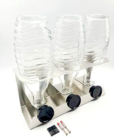 Flaschen Abtropfhalter Edelstahl kompatibel für DREI Sodastream Crystal Flaschen