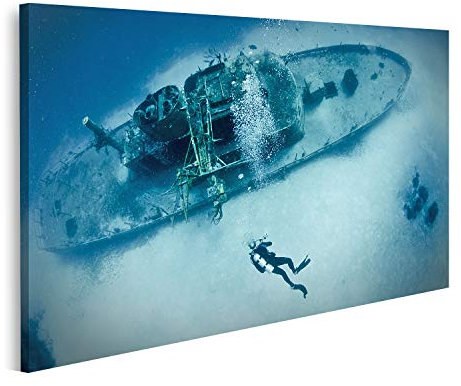 islandburner Bild auf Leinwand Taucher Schiffswrack Bilder Wandbilder Poster