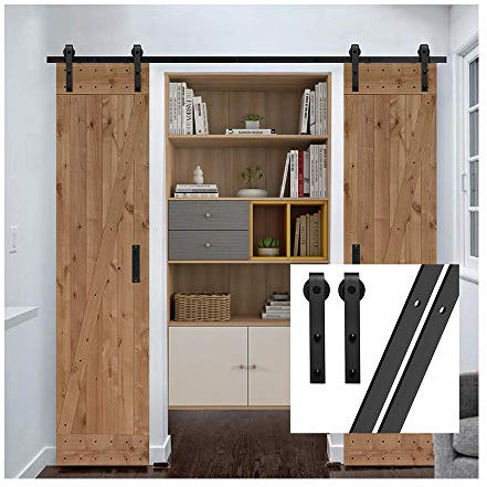 GIFSIN Kit de Quincaillerie pour Porte de Grange Coulissante 13.6FT/413cm Noir