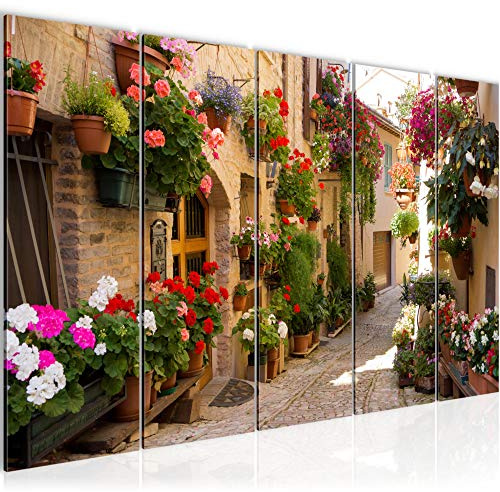 Runa Art Wandbild XXL Mediterran Italien Wohnzimmer Schlafzimmer 200 x 80 cm Braun 5 Teilig - Made in Germany - 024755a