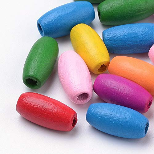100stk Holzperlen 15mm, Oval, Gemischte farbe pack set Holz Perlen, 2,5mm Loch zum Fädeln Schmuckherstellung Perlen Wooden Beads