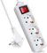 EXTRASTAR Steckdosenleiste 3-Fach, Flachstecker Mehrfachsteckdose mit Save Energy-Schalter, Flacher Stecker mit 3m Kabel, IP20, 16A, 3680W, Weiβ