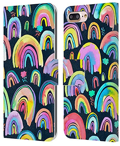 Head Case Designs Offizielle Ninola Neue Regenbogen Navy Multi Muster 4 Leder-Wallet-Hülle Kompatibel mit Apple iPhone 7 Plus / iPhone 8 Plus