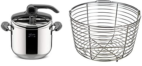 Lagostina Mia Lagoeasy'UP Autocuiseur 7 L en Acier Inoxydable 18/10 Ø 22 cm & 010920260107 Panier vapeur pour Autocuiseur Acier Inoxydable Inox 19 x 19 x 12 cm 7 L