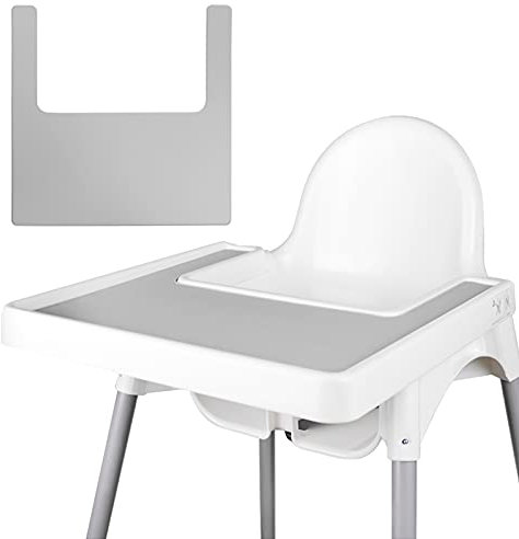 Lomgwumy Hochstuhl Platzdeckchen strapazierfähig für IKEA Hochstuhlmatte sauber und hygienisch, geeignet für IKEA Antilop Highchai, für Kleinkinder und Babys (hellgrau)
