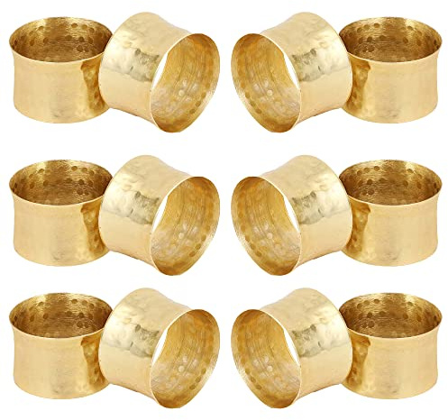 ITOS365 Gold Napkin Rings Set of 12, Handmade Hammered Metal Napkin Ring Holders for Dining Table, Wedding, Parties & Everyday Table Decor