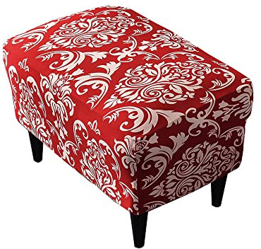Highdi Ottomane Schonbezug Hockerbezug, Hocker Husse für Fußhocker Rechteckig, Stretch Bezug Ottomane Abdeckung Überzug Hocker Protector Waschbar Hockerabdeckung (Barockstil)
