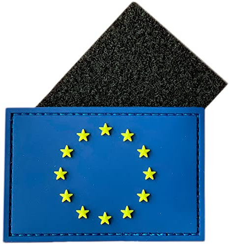 Patch Bandiera Europea con Stelle 3D - Patch Militari - Toppe Bandiera Unione Europea - Esercito Italiano - Patches Italia - 75 x 50 mm