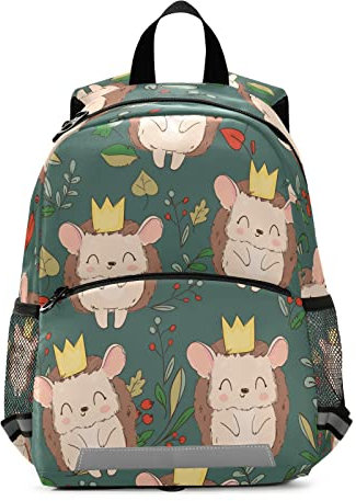 Anantty Kinderrucksack Süß Igel Blätter Kleiner Freund Kindergartenrucksack für 2-6 Jährige Kinder im Kindergarten und Kinderrucksack für die Kita