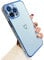 ZTOFERA Compatible with iPhone 14 Pro (6.1) Case for Girls Women, Flexible Silicone Protective Phone Case with Cute Love Heart Pattern Gold Edging Shockproof Bumper Cover, Sierra Blue