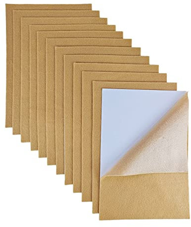 Jtnohx Selbstklebender Filz Platten, 1,4mm Filzstoff Selbstklebend, 12 Stück Klebefilz für Handwerk, 20x30cm Weiche Filzblätter für DIY-Projekte(Braun)
