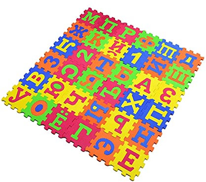 Colcolo 36 -Schaumstoff-Bodenspielmatte, Russisches Alphabet, mehrfarbiger Teppich, pädagogische, verdickte Pads, Puzzlematte für Schlafzimmer, Balkon,