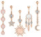 Kakonia 14G Bauchnabelpiercing Chirurgenstahl für Damen Piercing Bauchnabel Opal Sonne Mond Stern Bauchnabelpiercing Ring Roségold Hängend Bauchnabelpiercing 10mm Stablänge