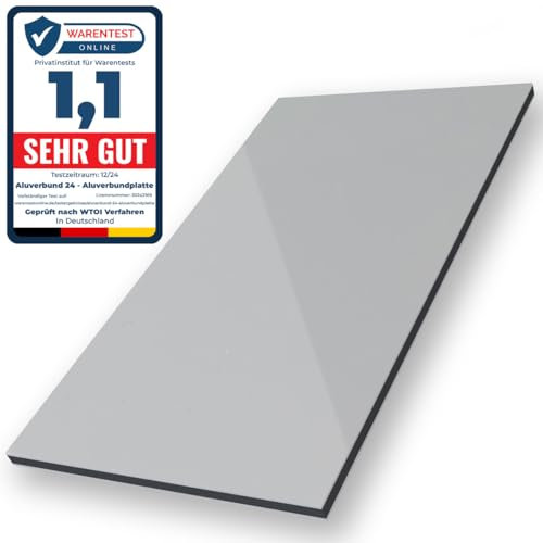 Aluverbund 24 Aluverbundplatte, Aluminium Platte, 3mm dick, Grau/RAL7042, 60x120cm
