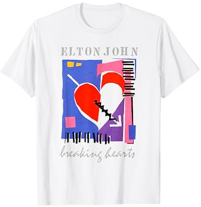 Elton John Offizielle Retro-Herzen T-Shirt