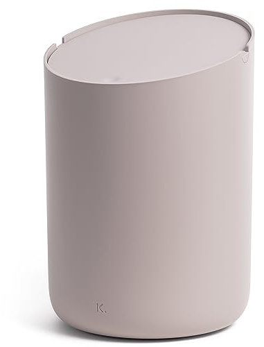Kazai.® Pequeña Papelera 'Tove' - 1,5L | Exclusivo Mini Cubo de Diseño de Berlín | Para el Baño, la Cocina y como Cubo de Mesa | Antideslizante, Cubo Interior | Taupe