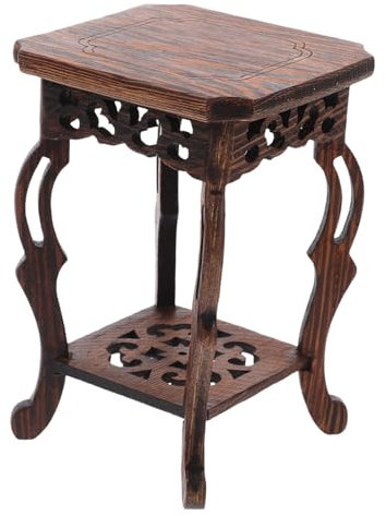 DOITOOL Wooden Stool Plant Stand Wood Planter Stand Plant Pot Display Stand Chinese Style Pot Display Rack Plant Pot Riser for Indoor Outdoor Garden Patio
