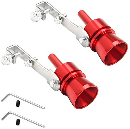 JNNJ 2 Stücke Auto Turbo Sound Auspuff Pfeife, Turbo Pfeife Für Auto Auspuffrohre Aluminiumlegierung, Autos Endrohr Schalldämpfer Für Alle Fahrzeuge Modelle(Rot)