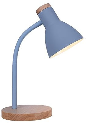 Bel Air Home - Schreibtischlampe ARGOS Serie, Holz, E-27 (GLÜHLAMPE NICHT ENTHALTEN) stilvolle Beleuchtung für dein Arbeitszimmer oder Büro (BLAU)
