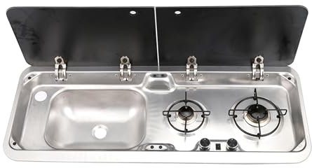 LAVANDA LD851 Double hob and sink with tap, Campervan, Motorhome, RV, Caravan (Left hand sink)