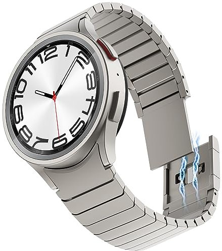 KADES Kompatibel mit Armband Samsung Galaxy Watch 7 6 5 4 44MM 40MM/6 4 Classic 47MM 46MM 43MM 42MM/Watch 5 Pro LTE,lückenloses Edelstahlarmband mit Magnetverschluss für Galaxy Watch,Titan
