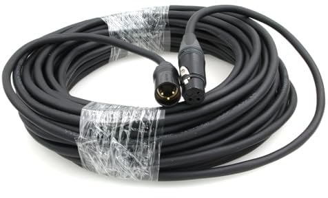 ZBLZGP Cable de extensión XLR macho de 3 pines a XLR hembra de 3 pines para luces de escenario, conexión de señal DMX (cable XLR original de 3 pines, 30 m)