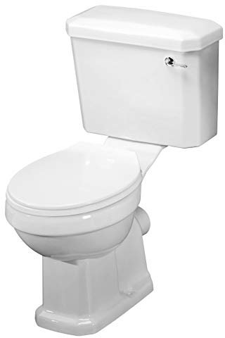 Balterley Close Coupled Toilet with Cistern & Soft Close Seat, Bathroom Toilet Cistern with Round Seat Pan & Dual Flush, WC Toilets for Bathrooms & Cloakroom - 470mm x 690mm x 820mm (White)