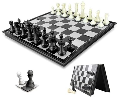 Chess Board Set Game - 9.8 Inch Magnetic Chess Set with Chess Folding/Portable Storage Board-Traditional Strategy Game for Adults & Kids