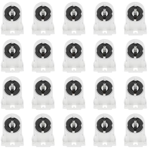 PATIKIL T8 Lamp Holder, 50pcs Non-shunted Tombstone Light Socket G13 Base for LED Integrated Fluorescent Tube Replacements, White Black