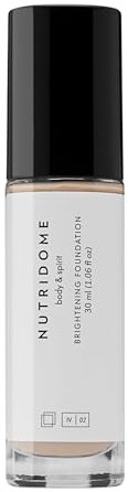 Nutridome - Illuminierende Foundation 30 ml - Hyaluronsäure, Weizenextrakt, Schneckenschleim, Glitzerpartikel, Kaschiert kleine Unvollkommenheiten, Kein Maskeneffekt, Farbe: Mandel, Oliv Haut
