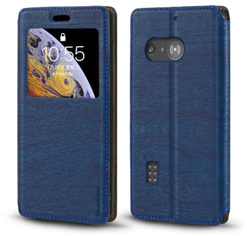 Coque à Rabat en Cuir PU avec Fenêtre Visible et Aimant Invisible Compatible avec Doro 1880 4G, Étui Intelligent à Affichage Clair (Bleu)