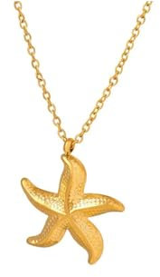 Gold Starfish Necklace Titanium Steel Ocean Boho Individual Wave Point Summer Beach Themed Woman Vacation Outfits Jewelry