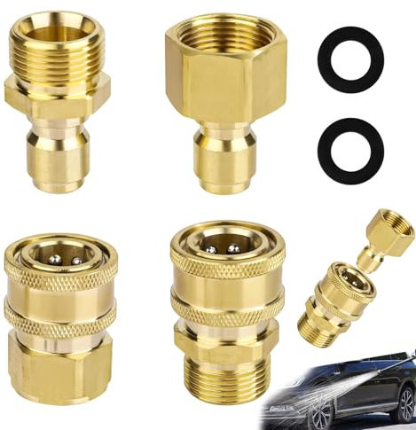 Dtoterul 4 Stück Hochdruckreiniger Adapter Set, Hochdruckreiniger Kupplung, M22-14mm Auf 9.5mm Schnellanschluss, Für Hochdruckreiniger Schlauch, pumpe 5000 Psi