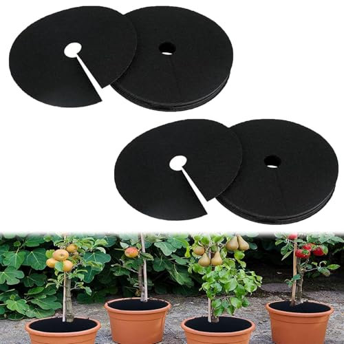 25 Pack Plant Protector Mat, Tree Mulch Ring Plant Barrier Guard Collar, 15 cm Round Reusable Non-Woven Tree Protector Cover Mat for Control Weeds Deters Root Flies Slugs Snails and Protect Garden