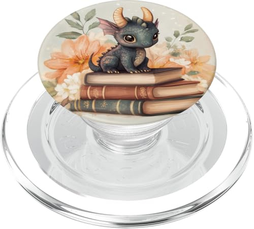 Dragon Books Cottagecore Bookworm Flowerful Bookish PopSockets PopGrip for MagSafe