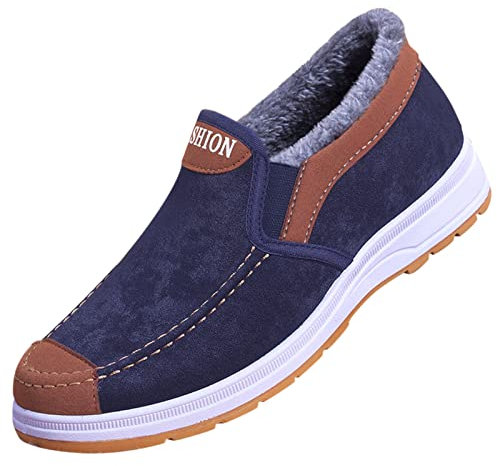 Ski Schuhe Herren 47 Runde Zehe Dicke Sohlen Slip On High Top für Warm Taktische Schuhe Herren (Blue, 43)