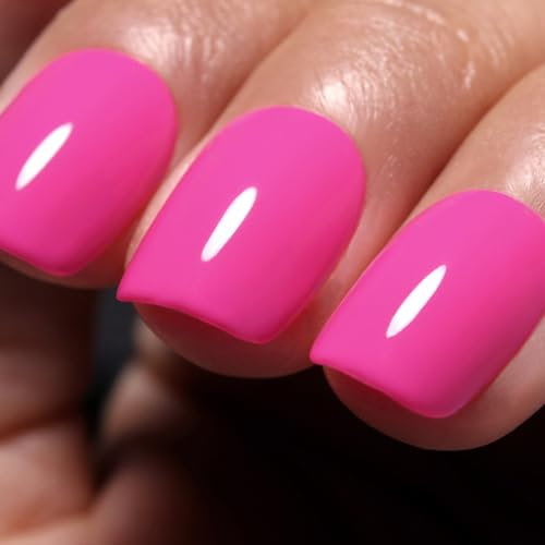 Ozzeal 15ml Hot Pink Gel Nail Polish,Spring Summer Soak off LED UV Gel Polish Art Starter Manicure Salon DIY Nailat Home for Girl Women