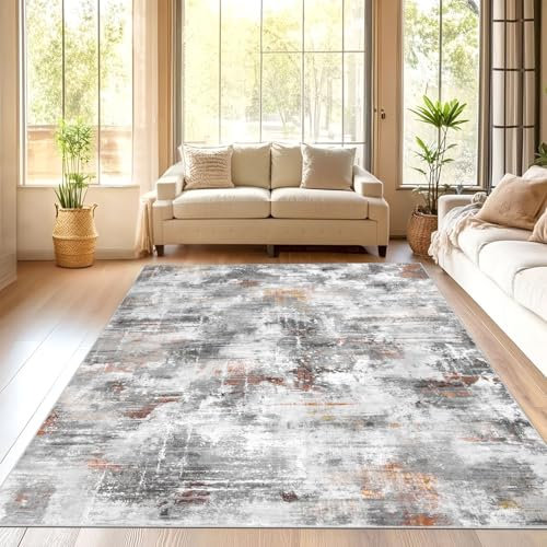 SHACOS Teppich Wohnzimmer 160x230 cm, Retro Abstrakt Kurzflor Waschbarer Teppich Schlafzimmer, Weich Wohnzimmerteppich Modern rutschfest Carpet für Living Room, Esszimmer, Büro, Bunt
