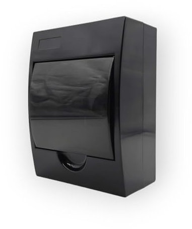 EDELIZON | Aufputz Sicherungskasten Schwarz mit 6 Modulen | IP40 | Kompakter Kleinverteiler mit Hutschiene | Verteilerkasten bis 63A