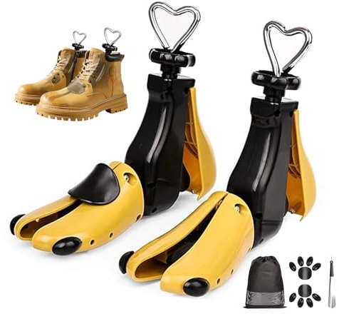 VerTrinix 2 Stück Schuhspanner Damen Herren - 4-Wege Schuhdehner Schuhweiter Einstellbare Breite und Länge für zu Enge Schuhe Schuhe Weiten Geeignet Alle Schuhgrößen (Gelb, 42-48)
