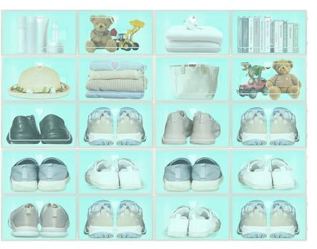 GDSKR 20 pcs Shoe Boxes, Transparent Stackable Shoe Case Clear, Square Stackable Drawer Storage Cabinet Organiser, Drop Front Case, Storage Box, in the Cabinet, Closet, Bedroom, Living room